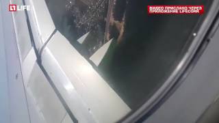 Опубликовано видео из салона лайнера, севшего из-за пожара в двигателе