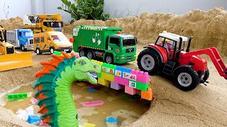 Angry Dinosaur - Police Rescue Mission! Bridge Construction Vehicles | Kudo Kids Toys