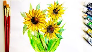 HOW TO PAINT EASY SUNFLOWER PAINTING | #SUNFLOWER #ARTVLOG #EASYWATERCOLORPAINTING