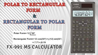 How to convert Polar to rectangular form using fx-991ms calculator || Rectangular to polar form ||