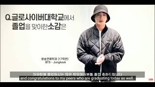 Jungkook's speech at his university graduation ceremony and acceptance of the 'President Award'