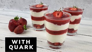 Heavenly strawberry-quark-white chocolate 🍓 dessert in a glass  *Bea's Bites*