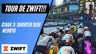 Tour de Zwift Stage 3 Category C: Neokyo Crit Course // Round and Round // Zwift Group Ride