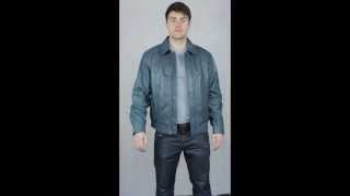 Men's Blue Leather Jacket - Hudson