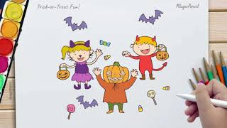 How to Draw Halloween Kids in Costume | Trick-or-Treat Fun