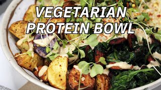 Vegetarian Protein Bowl with Crispy Potatoes & Creamy Tahini