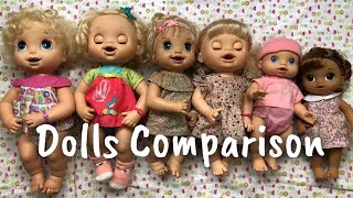 Baby Alive Dolls Size Comparisons| 2006 Baby Alive Soft Face/Learns To Potty Doll/Wets N Wiggles etc