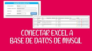 Conectar Excel a base de datos de Mysql y guardar registros