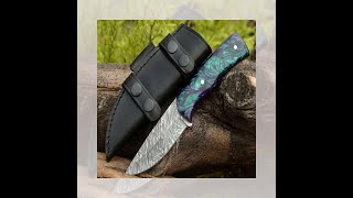 Arcane Handmade Damascus Hunting Knife with Resin Handle