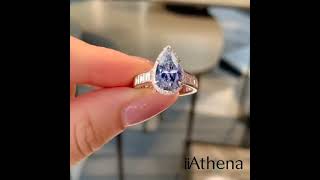 iiAthena Pear Cut Blue Sapphire Sterling Silver Engagement Ring