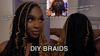 HOW TO: Do Your Own Braids. *How to part the back of your head* *Curl ends with string* *Beginner*