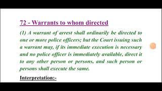 Warrant of Arrest under Cr.P.C. (Part I - Section 70, 71, 72 & 73)