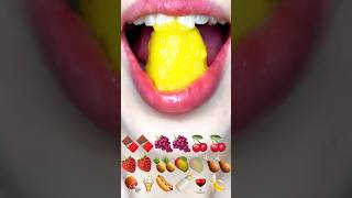 asmr MANGO🥭 EMOJI FOOD CHALLENGE🍫🍇🍇🍒🍓🍓🍍🥭🥭🍗🍖🍦🌭🍼🍷🍌satisfying eating sounds mukbang 먹방