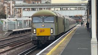 (5Q89) GBRF Class 69010 dragging 465930 past Kensington Olympia