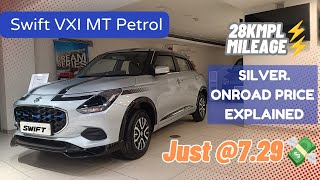 Maruti Suzuki Swift VXI Petrol MT ❤️ | Splendid Silver 🥈| Just at 7.29 lakhs 💸 #swift #automobile