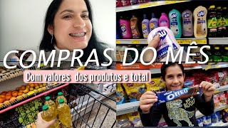 COMPRAS DO MÊS NO  SUPERMERCADO /COM PREÇO DOS PRODUTOS E VALOR TOTAL 🤑🤑🤑🤑