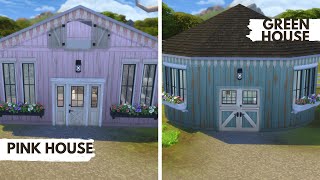 Commune on the Ranch | Part 3- Pink & Green House | Sims 4 Speed Build | No CC