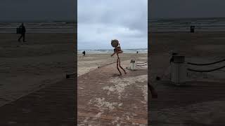 Virtual Copper Guy Dancing on Liepaja Beach | Fun #virtualreality  #shorts