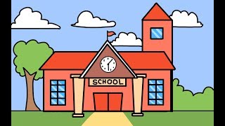 How to Draw School Building Easy Step by Step Tutorial