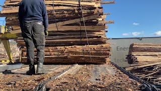 All waste from the sawmill is brought here and crushed into a gap. Waste-free production.