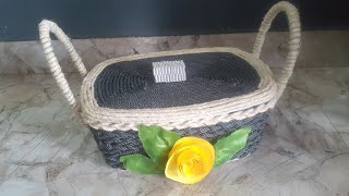 DIY Plastic Basket with Jute Rope / Jute Rope Plastic Basket Craft/ Decoration Idea