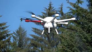 Watering my garden with a drone:  Fresh water spray test with Timberdrone