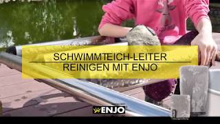 Schwimmteich-Leiter reinigen mit ENJO