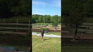 Special needs patient from next door, intrudes on kids slip and slide