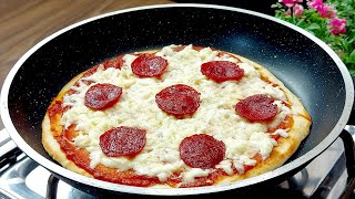 EASY PAN PIZZA | Pepperoni Pizza Recipe | 5 Minute Pizza🍕🔝