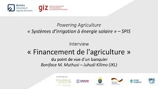 FRANÇAIS – Interview « Financement de l'irrigation  pour les petits exploitants agricoles »