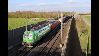 De groene DB Cargo 193 560 en de 189 075 met een Unit-Cargo over de BetuweRoute.