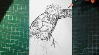 How To Draw Sukuna After Being Hit By Gojo's Hollow Purple 🟣 Jujutsu Kaisen