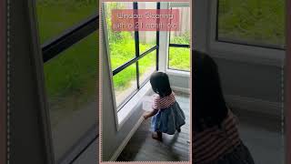 1 Year Old Washes the WINDOWS! Practical life activities with toddler |Montessori at home #shorts