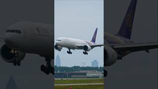 Thai Boeing 777-300 landing at Frankfurt #planespotting #aviation #shorts #thai #airport