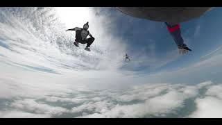 Matt and Jenny freeflying over WNY Skydiving at the 2020 Skyvan boogie