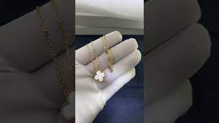 Custom Made Van Cleef Arpels Vintage Alhambra Necklace 18K Yellow Gold White Mother Of Pearl