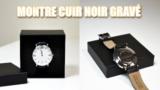 Montre en cuir noir à graver