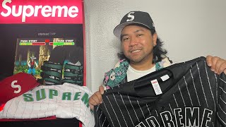 Supreme SS22 Week 16 Unboxing!! S Logo Fitted, Rhinestone Baseball Jersey + TNF Sandals and Jacket!