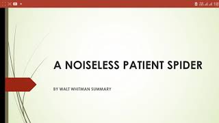 A NOISELESS PATIENT SPIDER BY WALT WHITMAN SUMMARY