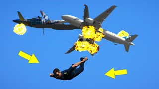 Pilot Falls Out of Burning Airbus A320 After Crashes Mid-Air With Airplane | GTA 5