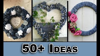 50+  Home Decor items Made with old Jeans| Fall Wreaths