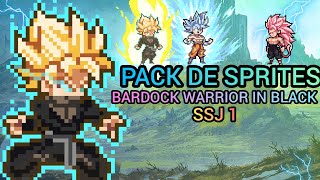 PACK DE SPRITES DE BARDOCK WARRIOR IN BLACK,DB HÉROES, CREADO POR MI