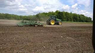 John deere 8310R with a John deere 985 field cultivator ( 50 foot wide)