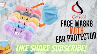 Girls/Boys Warm Winter Face Mask with Plush Ear Muffs Ear Covers