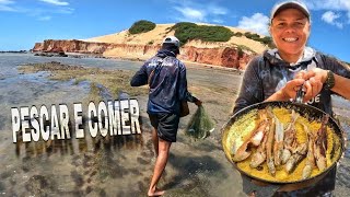 FARTURA DE PEIXE NA PESCARIA - PESCA E PREPARO NA BEIRA DO MAR ( CATCH AND COOK)