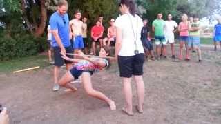 Amazing Limbo Girl Falls Down