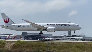 JAL Japan Airlines Boeing 787-9 landing at Los Angeles International Airport KLAX from Osaka Japan