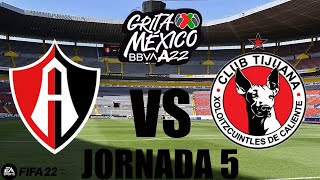 Atlas vs Tijuana Jornada 5 Apertura 2022. (Simulación FIFA 22).