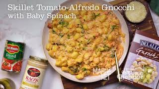 Skillet Tomato Alfredo Gnocchi with Baby Spinach