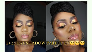 FROM BARE TO GLAM USING £3.20 EYESHADOW PALETTE!!! || EYESHADOW APPLICATION TUTORIAL